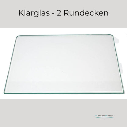 Klarglas 4 mm mit 2 Rundecken - (89,96 EUR/qm)