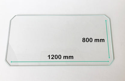 Glasplatte / Tischplatte auch für Europaletten  – ESG Sicherheitsglas / Klarglas 6 mm stark – 1200 mm x 800 mm (120 cm x 80 cm) - Abgeschrägte Ecken